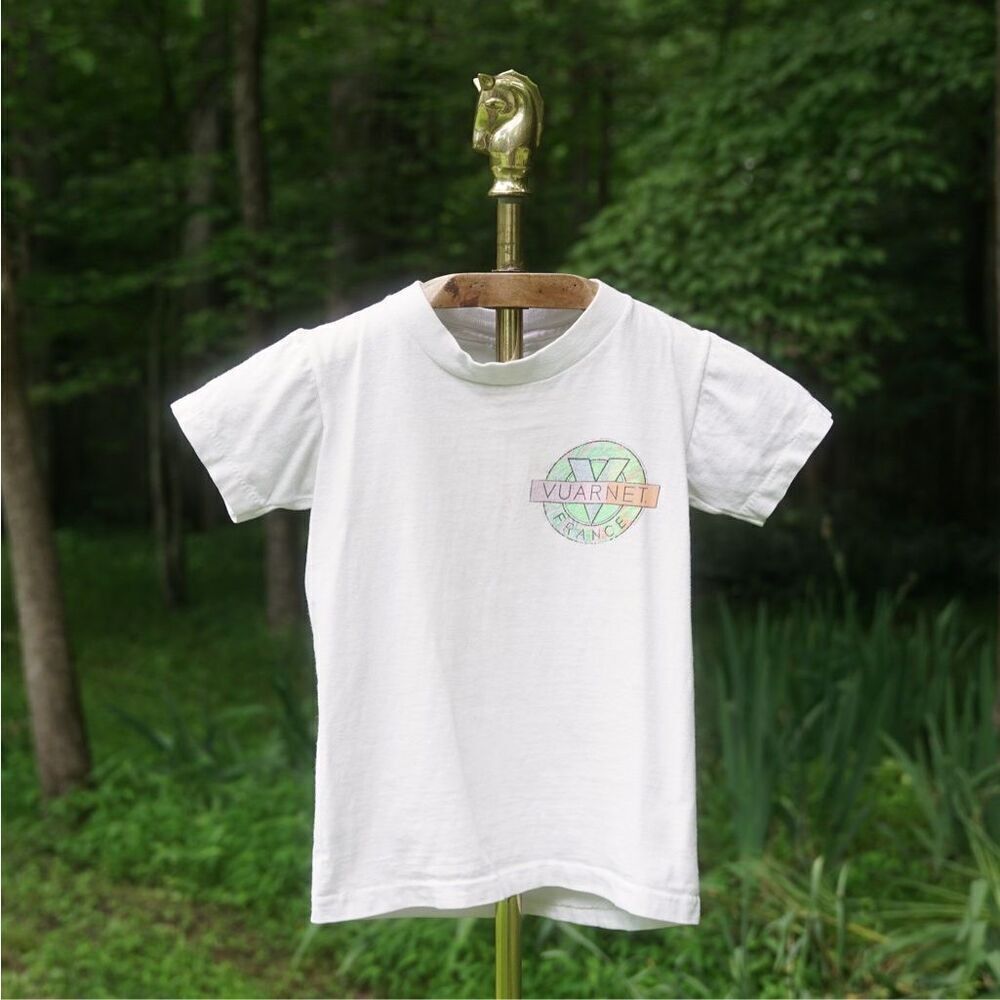 Vintage 90s Vuarnet France Boys White Neon T-Shirt
